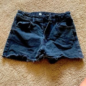 GAP black, frayed hem denim high rise shirts size 14